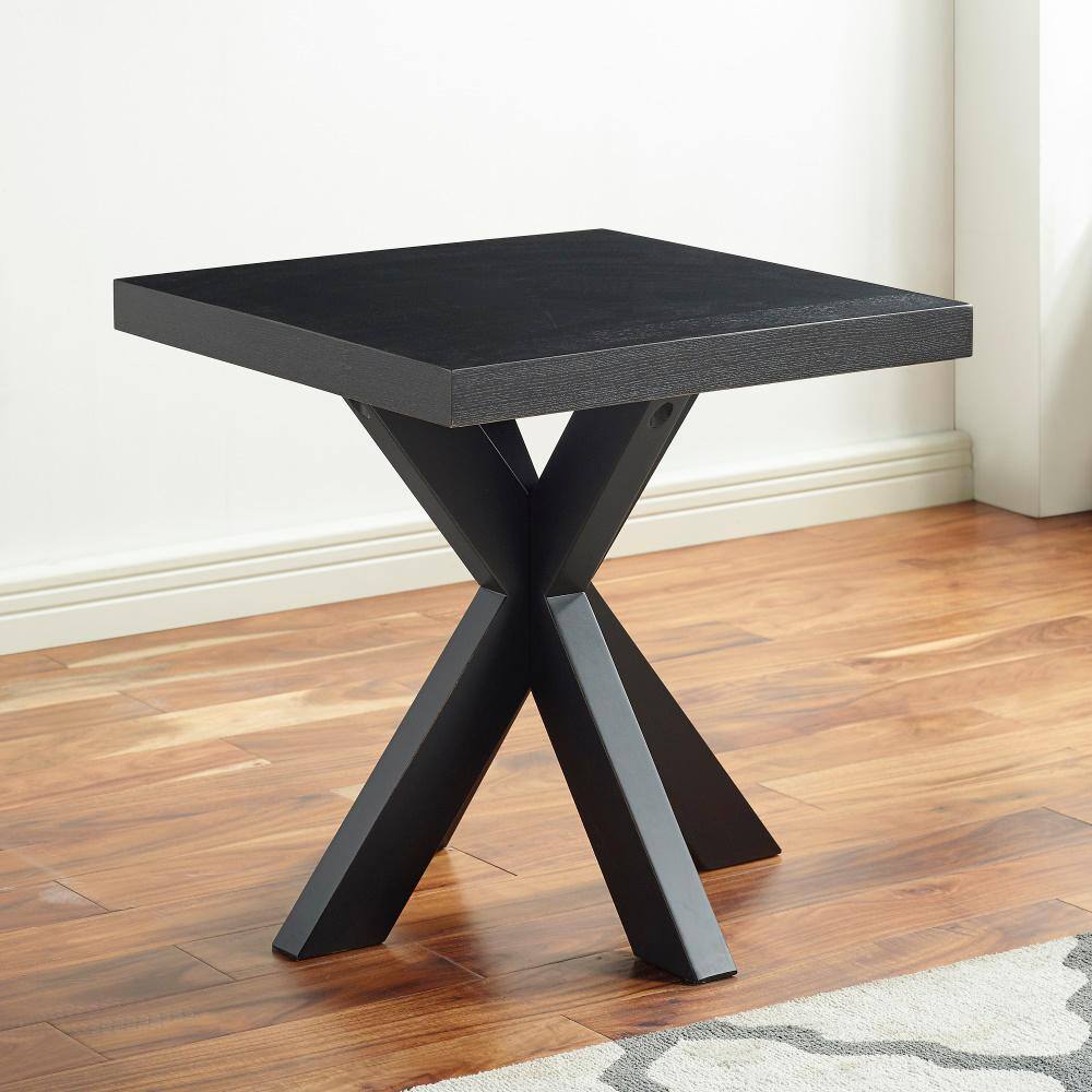 Transitional Black Wood 24" Square End Table