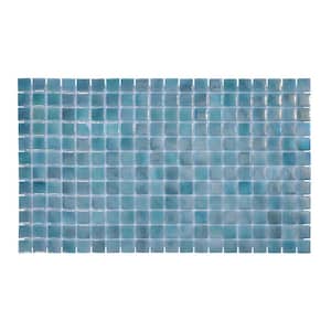 Glass Tile Love Enduring Teal Mix Chips Mosaic Glossy Glass Floor Tile (10.76 sq. ft./Case)