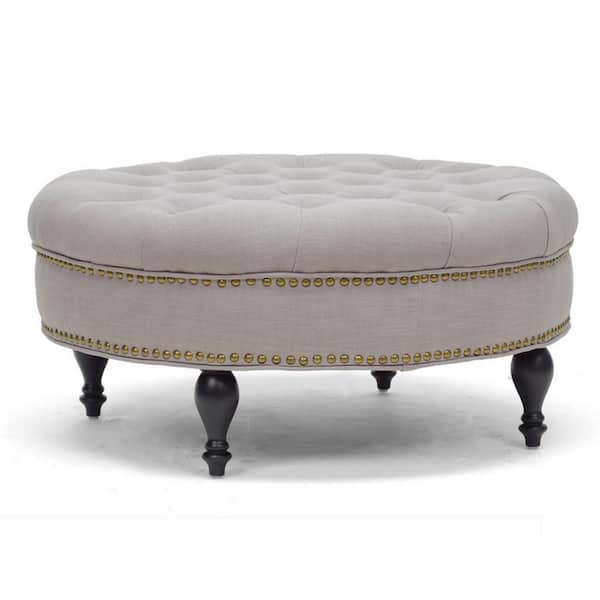 Baxton Studio Palfrey Traditional Beige Fabric Upholstered Ottoman