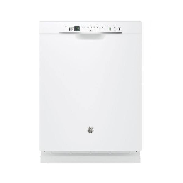 GE 24 in. White Front Control Dishwasher 120-Volt with Stainless Steel Tub, Steam Cleaning, and 46 dBA