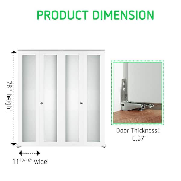 SOCBAZZAR 48 in. x 78 in. (Double 24 in. ) 1-Lite Frosted Glass