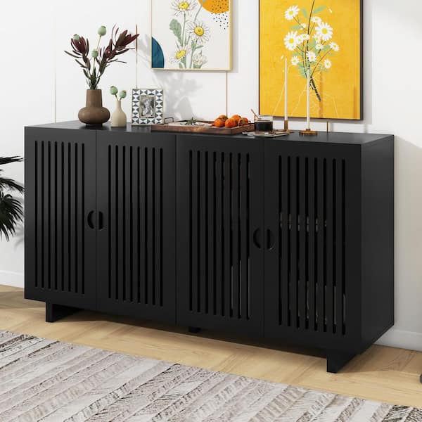 Harper & Bright Designs Black MDF 60 in. Sideboard with Superior ...