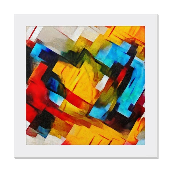 Unbranded Gallery-Grade Dynamic Prism White Framed Acrylic Abstract Statement Wall Art 48 in. x 48 in.