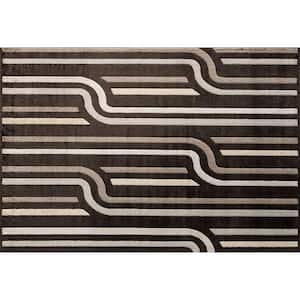 Vera Brown Striped 2 ft. x 4 ft. Area Rug