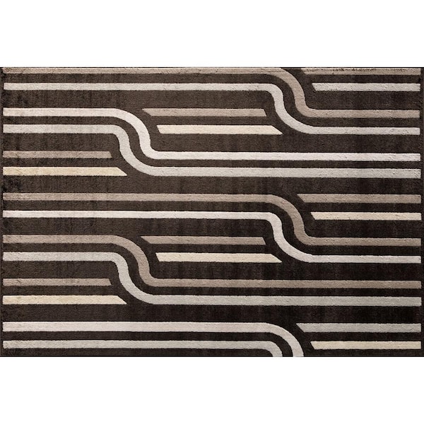 Elizabeth Sutton Vera Brown Striped 2 ft. x 4 ft. Area Rug