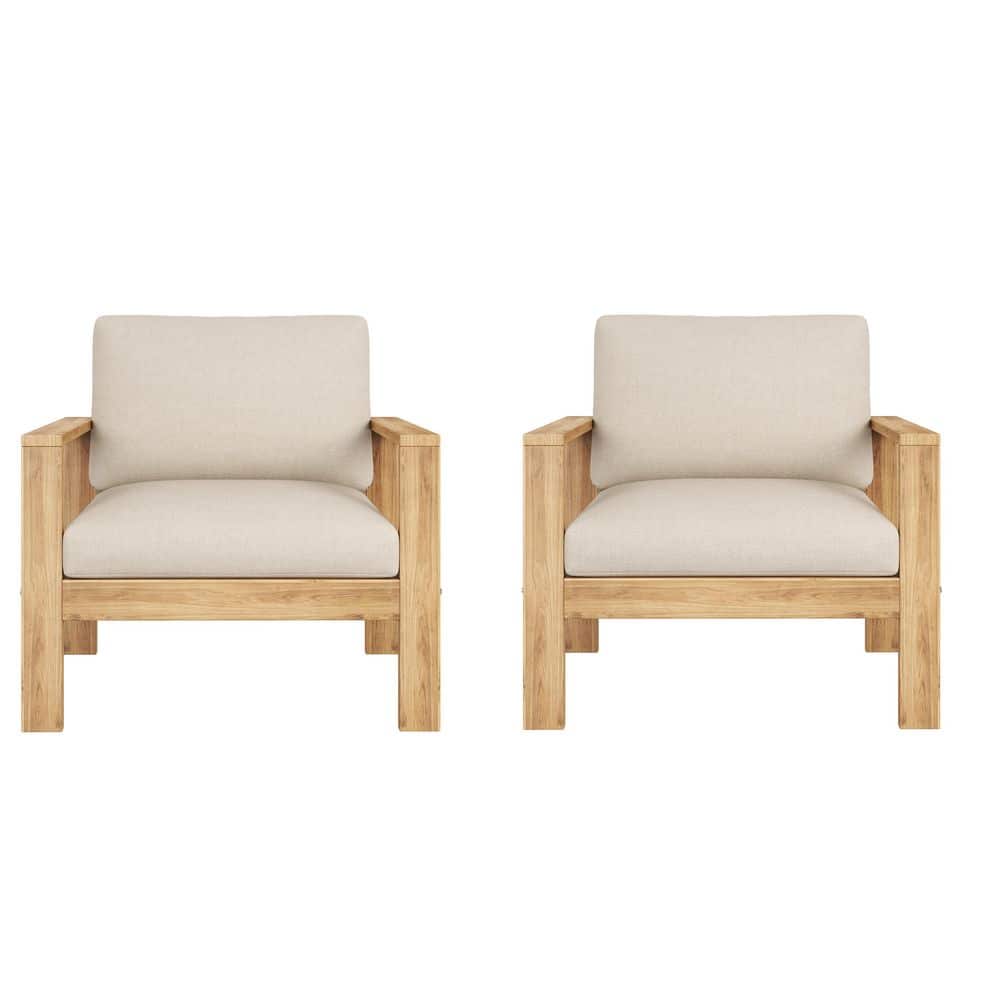 Acacia Wood Outdoor Lounge Chair with Light Gray Cushions (2-Pack) price history on PriceWatchPro