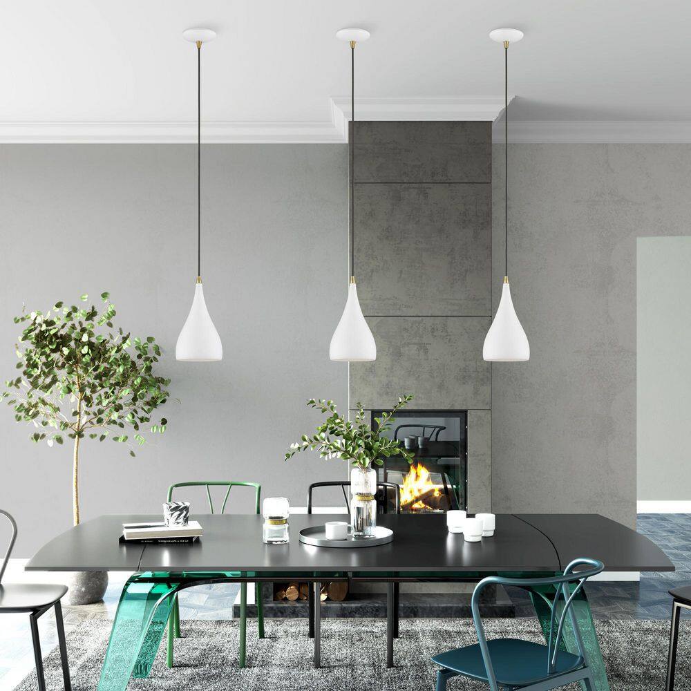 Amador Chic Mini Pendant in Textured White and Antique Brass