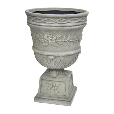 Mpg 20 In. X 29 In. Cast Stone Double Bulbous Urn In Aged Charcoal 