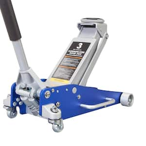 3-Ton Low-Profile Aluminum and Steel Floor Jack with Dual Piston Quick Lift Pump, Blue