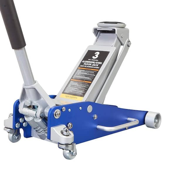 3-Ton Low-Profile Aluminum and Steel Floor Jack with Dual Piston Quick Lift Pump, Blue