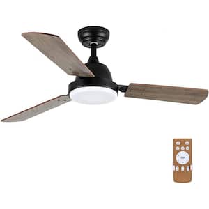 Blade Span 44 in. Indoor Black Ceiling Fan with LED Bulbs and Remote Control