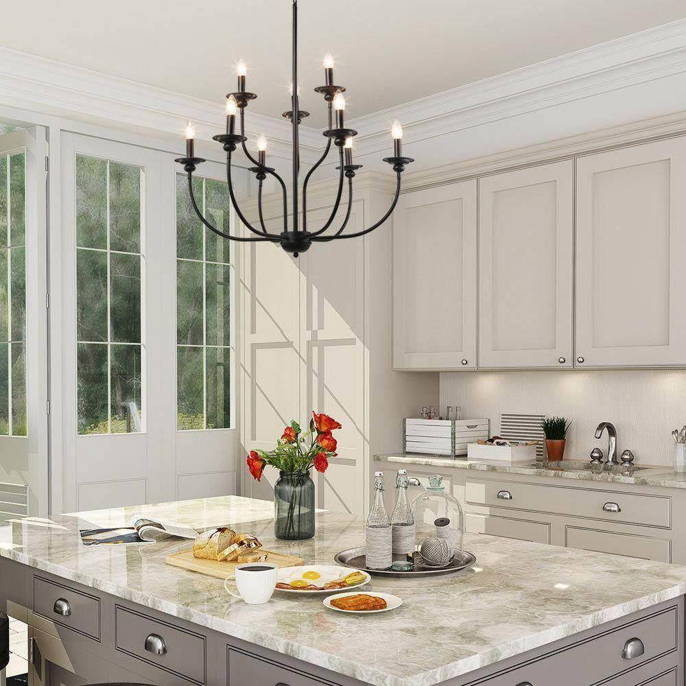 Elegant Black 9-Light 2-Tier Candle Chandelier