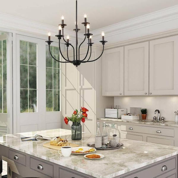 LNC Large 9-Light Black Traditional Candlestick Chandelier LNC Large 9-Light Black Traditional Candlestick Chandelier