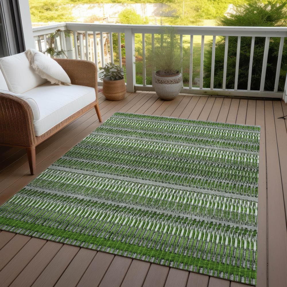 Chantille Green and Gray 9' x 12' Synthetic Flat Woven Rug