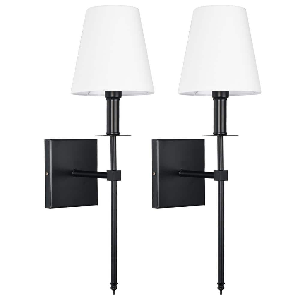 1-Light Matte Black Wall Sconce with White Fabric Shade(2-Pack) price history on PriceWatchPro