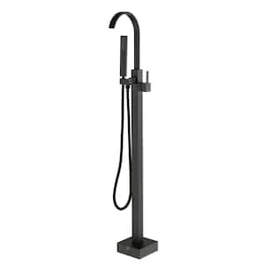 Luxury 1-Handle Bathroom Claw Foot Tub Faucet with Hand Shower in Matte Black