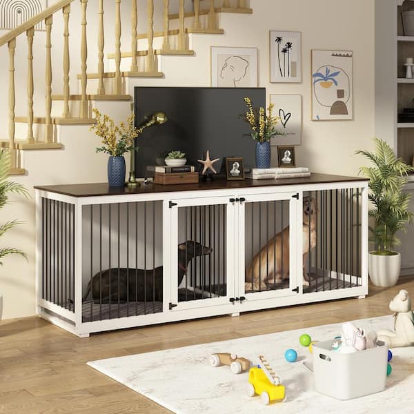 FUFU&GAGA 86.6 Large Dog Crate Furniture, XXL Dog Kennel for 2