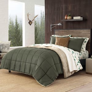 Sherwood 3-Piece Green Solid Microsuede King Comforter Set