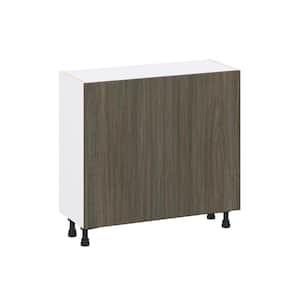 Timberline 36 in. W x 14 in. D x 34.5 in. H  Slab Walnut Assembled Shallow Base Kitchen Cabinet with 2-Doors