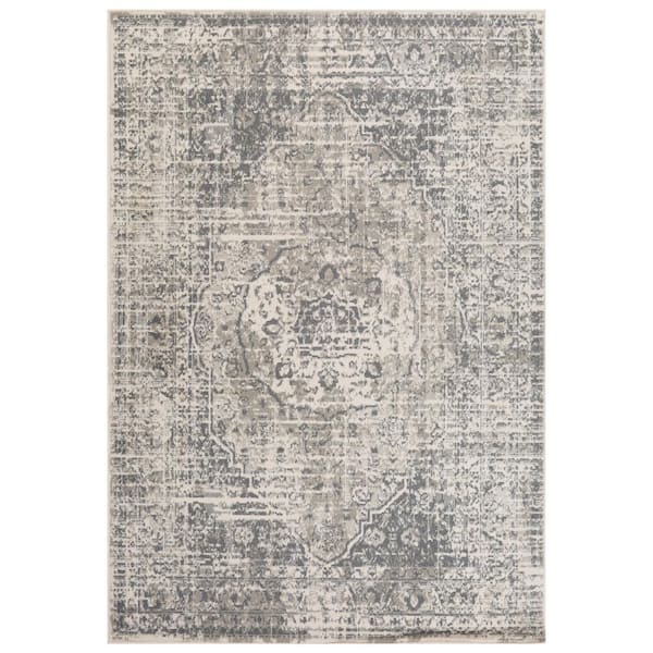 Alpine 9 x 12 Medium Gray Medallion Pattern Area Rug for High Traffic Living Room Dining Room Bedroom