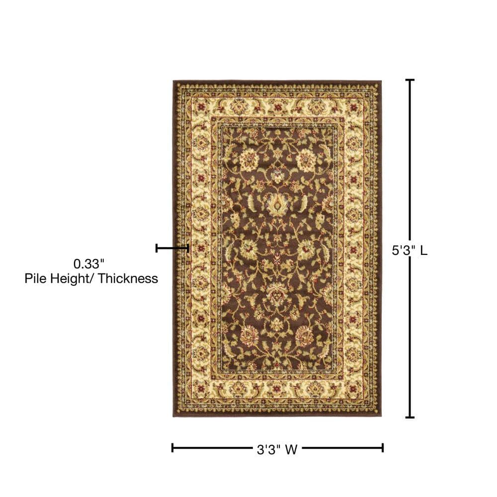 Elegant Floral Essence 6' x 9' Brown Synthetic Area Rug