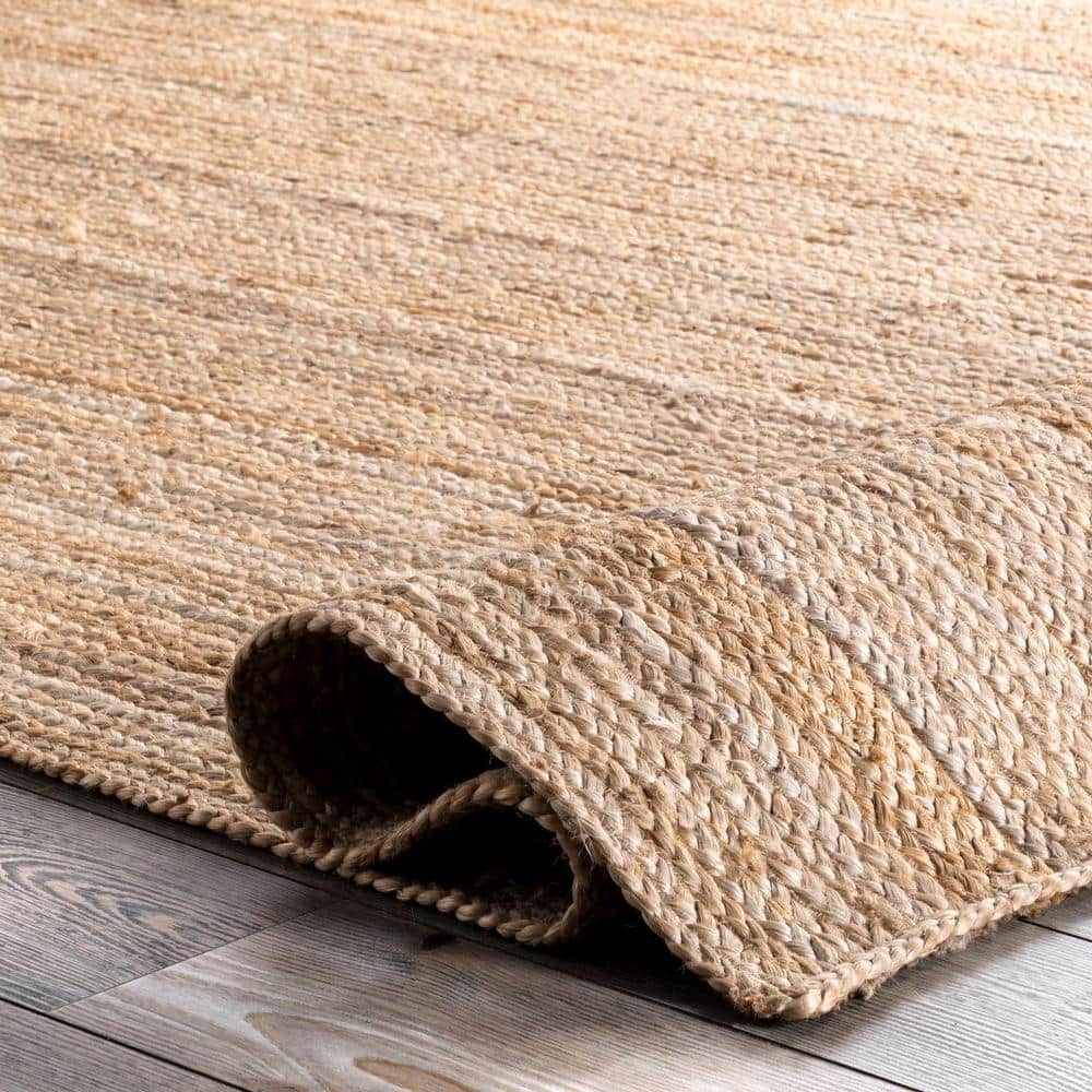 Handmade Beige Braided Jute Rug 10' x 14' - Reversible and Easy Care