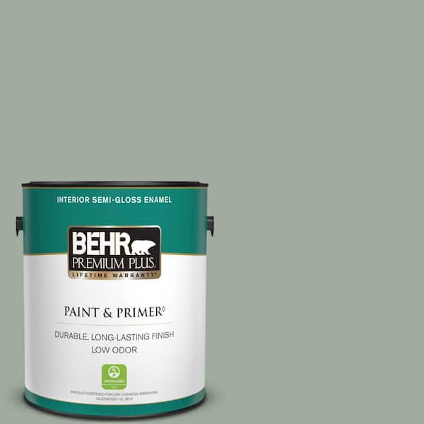 BEHR PREMIUM PLUS 1 gal. #PPU11-15 Green Balsam Semi-Gloss Enamel Low Odor Interior Paint & Primer