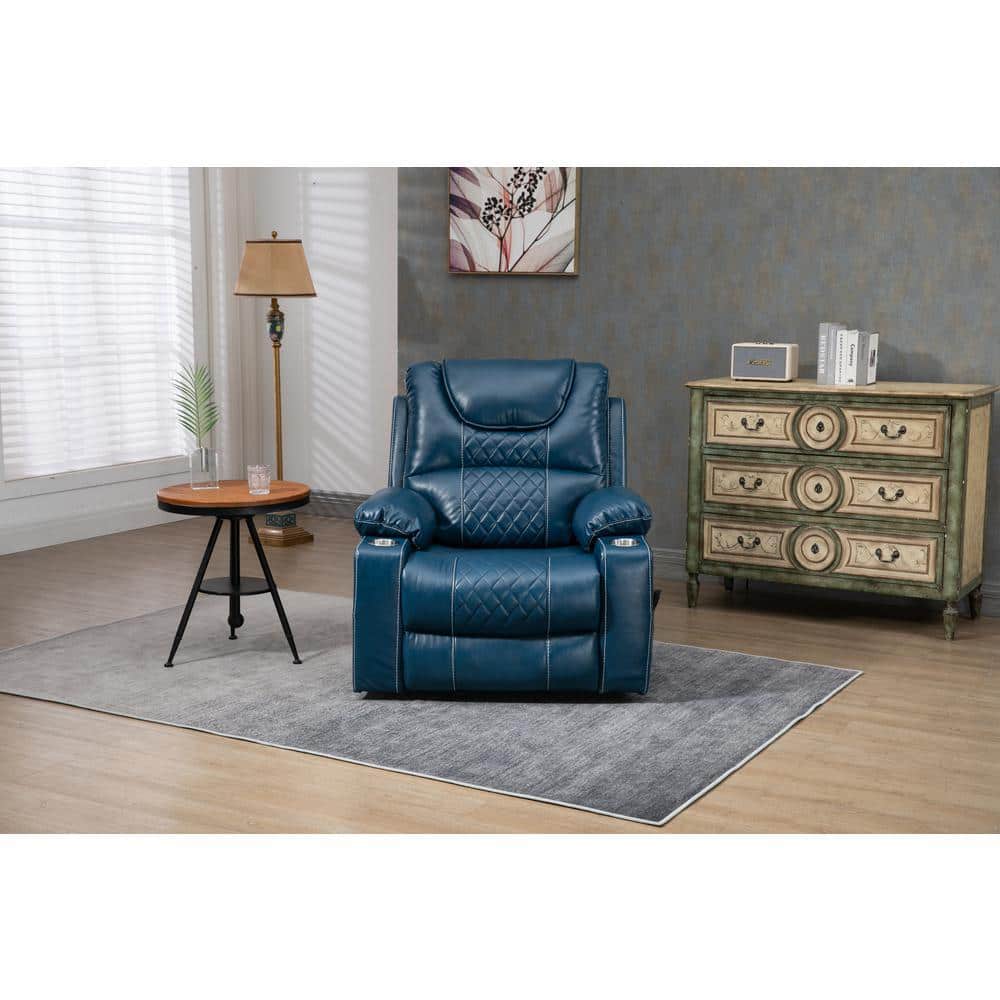 Z-joyee Blue Faux Leather Recliners Lift Chair Relax Sofa Chair