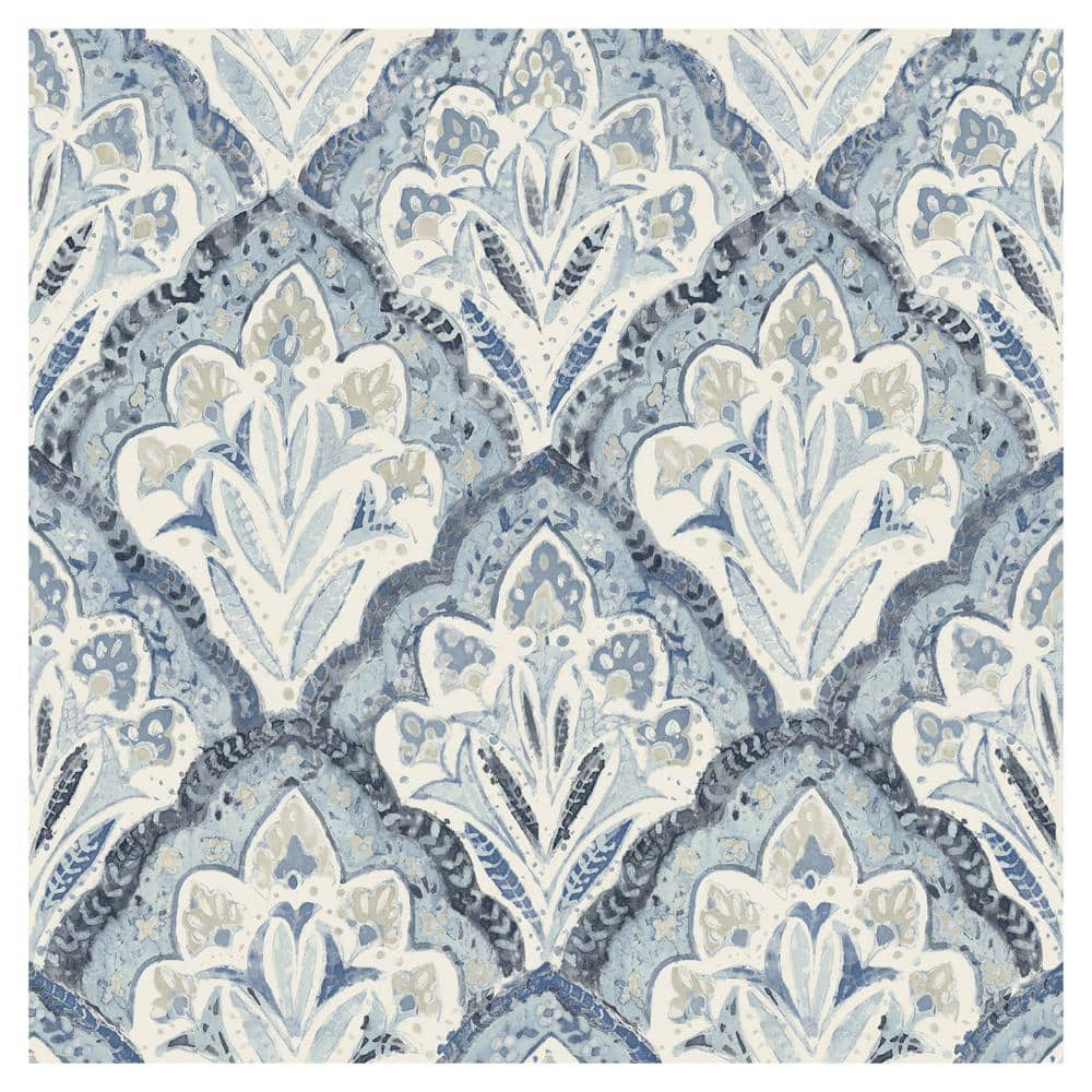 Chesapeake Mimir Quilted Damask Blue Prepasted Non Woven Wallpaper 3125 ...