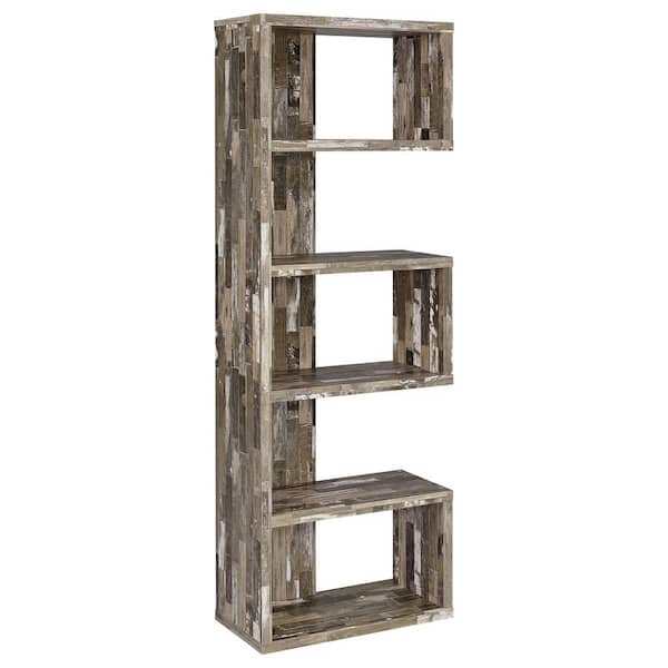 Coaster Joey 70.75 in. Tall Weathered Brown Wood 5-shelf Etagere Bookcase with Open Back