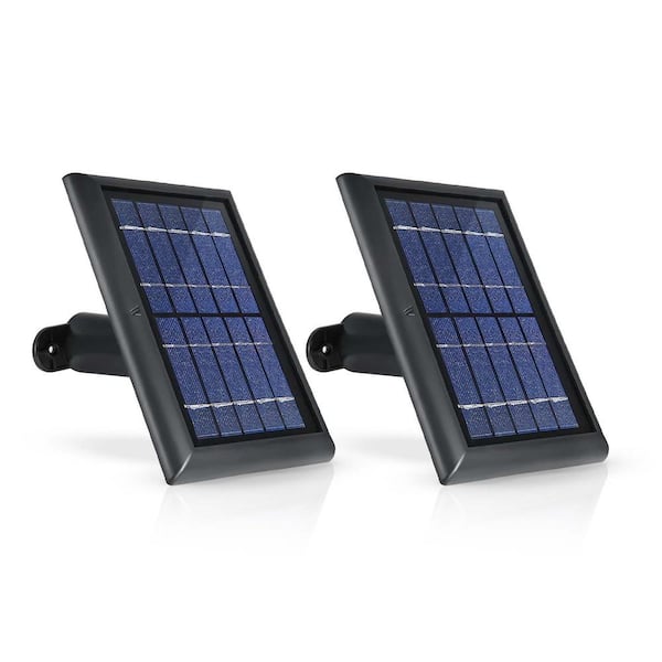Wasserstein 2-Watt 5-Volt Black Solar Panel for Wyze Cam Outdoor - Power Your Surveillance Camera Continuously (2-Pack)