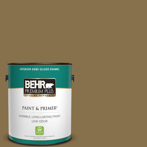 BEHR PREMIUM PLUS 1 gal. #S320-7 African Plain Semi-Gloss Enamel Low Odor Interior Paint & Primer
