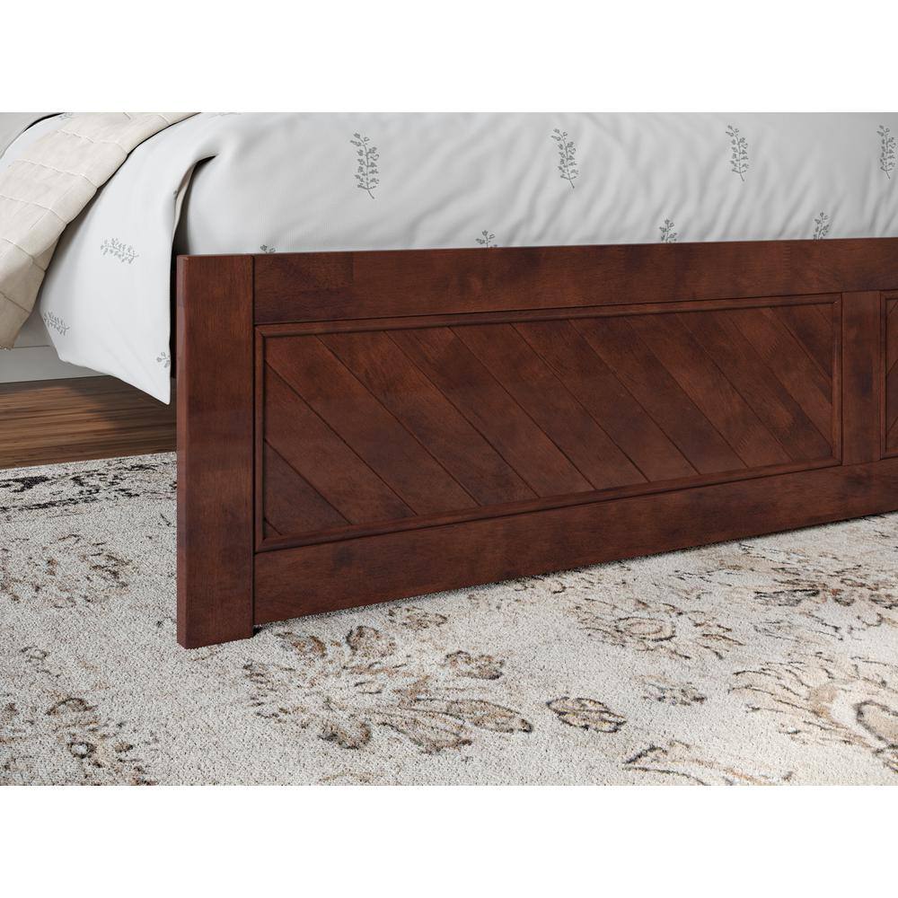 Canyon Walnut King Wood Platform Bed with Chevron Headboard