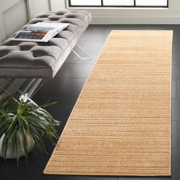 Harmony 2 ft. x 8 ft. Gold Solid Striped Runner Rug