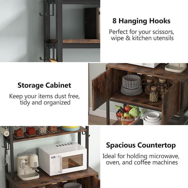 Kings Brand Furniture Black / Walnut Kitchen Storage Corner Bakers Rack