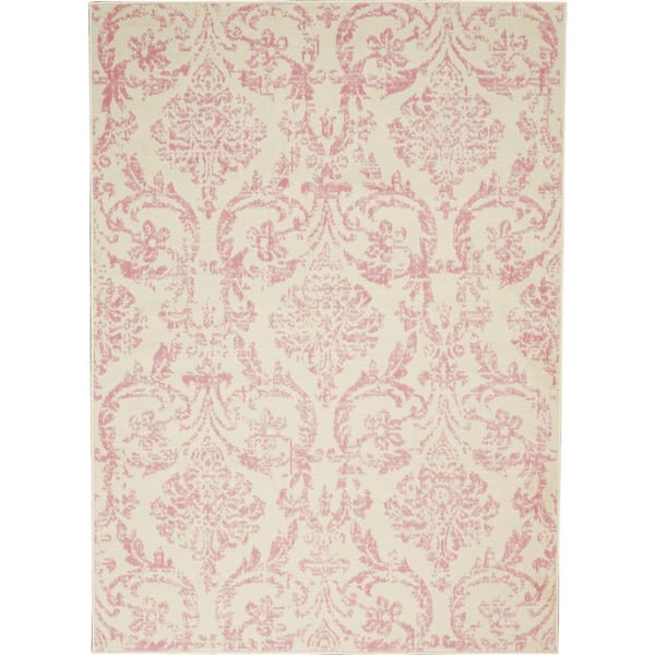 Pink 5 ft. x 7 ft. Medallion Power Loom Area Rug