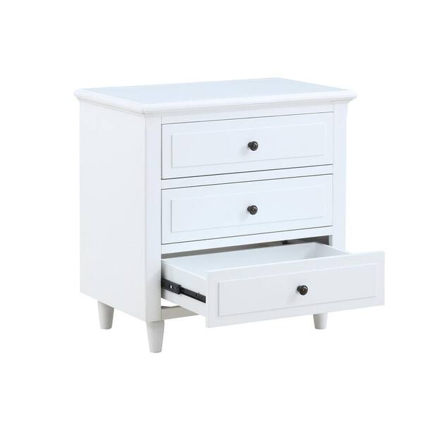 Donason 3-Drawer White Nightstand (28.1 in. H x 27.9 in. W x 16.9 in. D)
