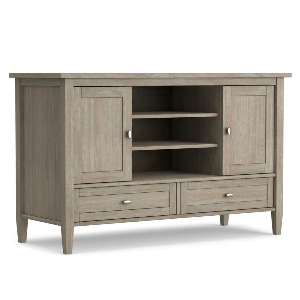 Distressed Gray Pine 47" TV Cabinet with Adjustable Shelves