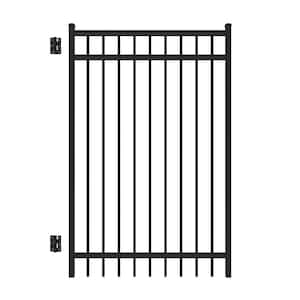 Natural Reflections 6 ft. x 4 ft. Black Aluminum Heavy-Duty Straight Fence Gate