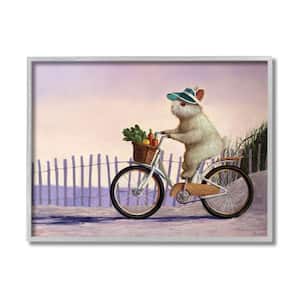 "Bunny Rabbit on Bike by Nautical Beach" by Lucia Heffernan Framed Animal Wall Art Print 11 in. x 14 in.