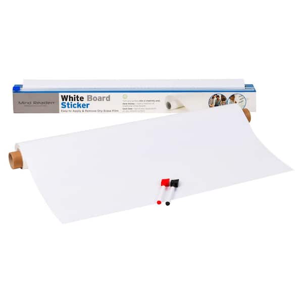 24 in W x 10 feet long Adhesive Dry Erase Whiteboard Roll 2 Dry Erase Markers, White