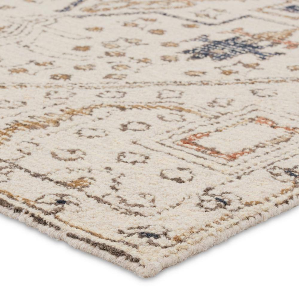 Ivory and Gray Hand-Tufted Wool Medallion Rug, 8' x 10'