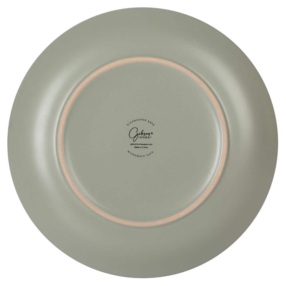 Sage Green Ceramic 16-Piece Embossed Dinnerware Set