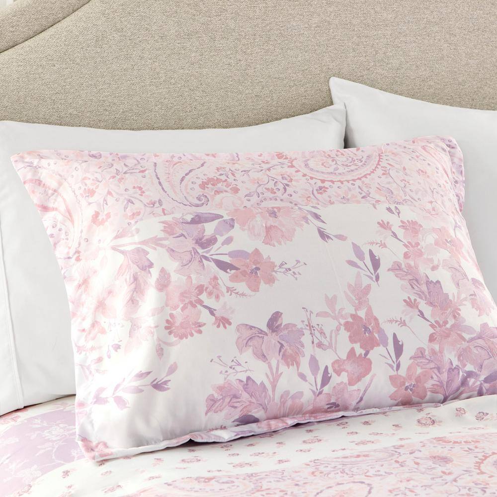 Pink Floral Paisley Full/Queen Microfiber Bedspread Cover Set