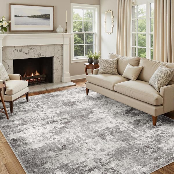Morning Gray 4 ft. x 6 ft. Modern Abstract Area Rug