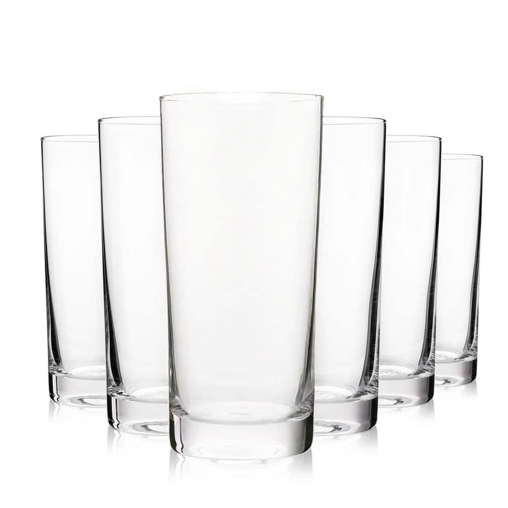 Numhew 16 oz. Glass Highball Glass (Set of 6), Tall Drinking Glasses, Tom Collins Glasses, Mojito Glass Cups, Robust Durability