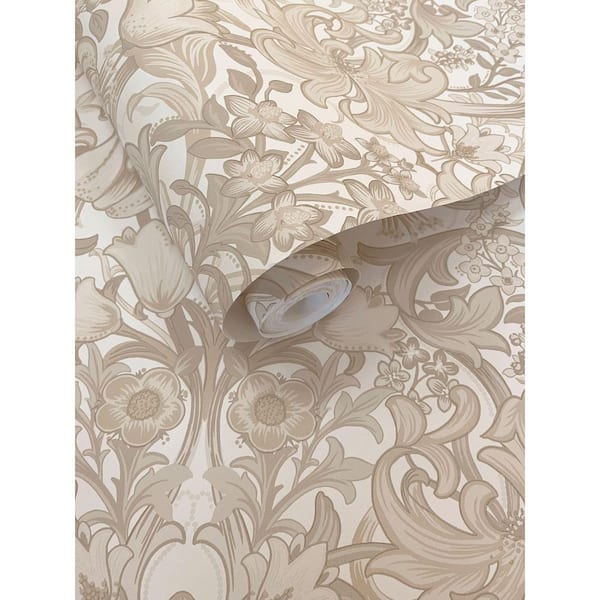 Walls Republic Neutral Elegant Floral Damask Wallpaper Print Non-Woven Non-Pasted Textured Wallpaper 57 sq. ft.