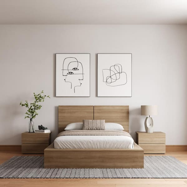 Nexera James 4-Piece Brown Oak Full Size Bedroom Set 404000
