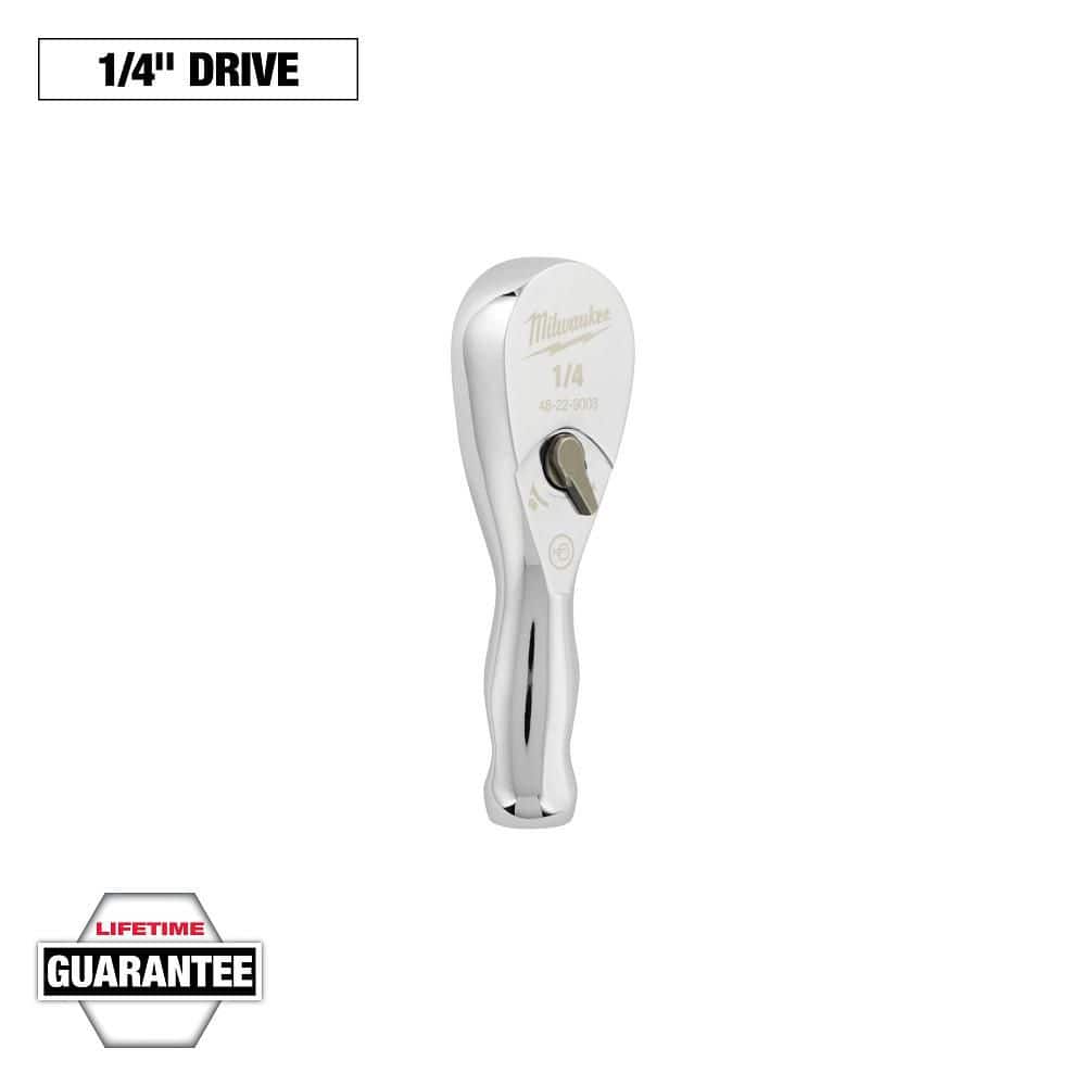 Milwaukee 1/4 in. Drive 90-Tooth 3 in. Stubby Ratchet 48-22-9003