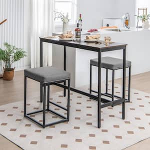 24 in. Grey Counter Height Backless Metal Bar Stools Kitchen Island Bar Chairs (Set of 2)